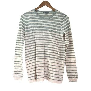 Vince Gradient Striped Wool Blend Pullover Sweater Pink Gray Size Small